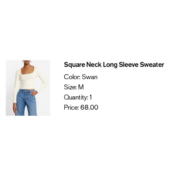 Square Neck Long Sleeve Sweater, Swan, Medium - Picture 5 of 11
